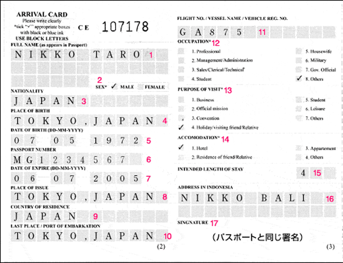 入出国カード